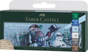 Set de Tuschestifte Faber-Castell Pitt Artist Pen, 6 culori, rezistente la apa
