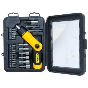 Set de unelte cu clichet Stanley 25 piese, maner articulat, in cutie - Img 4