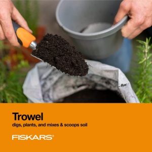 Set de unelte pentru gradinarit Fiskars 3 in 1, cu kela ergonomica, cultivator si recipient - Img 3