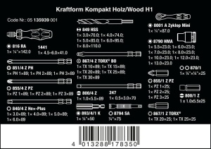 Set de unelte Wera Kraftform Kompakt H1, 41 piese, cu bituri din lemn - Img 2
