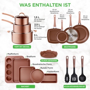 Set de Vase NutriChef 20 Piese Antiaderent PFOAPFOS-Free Compatibil Inductie - Img 2