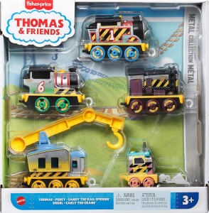 Set de vehicule din metal Thomas prietenii, 5 locomotive cu design de santier pentru copii - Img 6