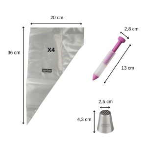 Set Decorare Tort si Cupcakes Zenker, 6 piese, 4 Spritztulle, 13 x 2,8 cm - Img 3