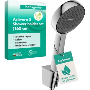 Set dus hansgrohe Activera Select S, 2 tipuri de jet, crom, 1.60 m