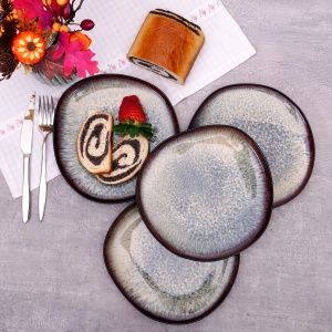 Set Farfurii Karaca Schwarz Galactic, 4 Piese, Porcelan, Negru, Modern