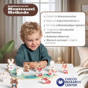 Set figurine din lemn Chicco My Wood Friends Montessori 2 ursuleti si piesa de puzzle pentru copii 2 ani - Img 4