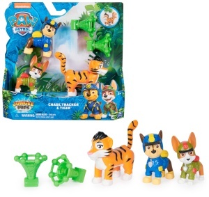 Set Figurine PAW PATROL Jungle Pups - Chase si Tracker cu Tigru, 5 cm