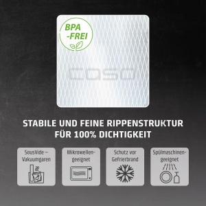 Set folii CASO Profi 4 3 role 20x600cm 25x600cm 30x600cm reutilizabile BPA-free pentru vidat alimente - Img 3