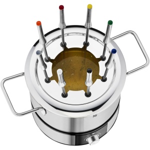 Set fondue WMF Lono pentru 8 persoane, fondue electric, 1400 W, reglare temperatura, suport furculita, oala cu inductie 1.2l, oala fierbinte, otel inoxidabil mat - Img 5