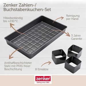 Set forme de copt Zenker pentru numere si litere, 9 piese, rezistent la caldura, negru - Img 3
