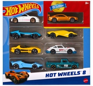 Set Hot Wheels cu 8 Masini si Camioane 164, Inclus 1 Vehicul Exclusiv, HPV78