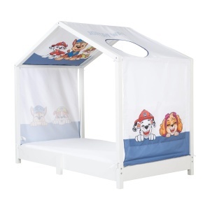Set husa pentru pat Montessori roba 70x140 cm, design Paw Patrol, cu buzunare si fereastra decorativa