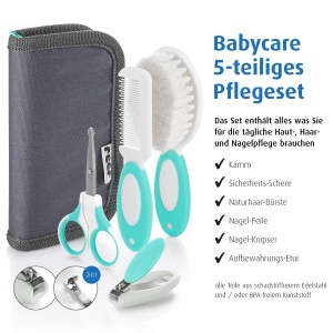 Set ingrijire bebelusi Reer BabyCare 5 piese perie par natural foarfeca siguranta - Img 2