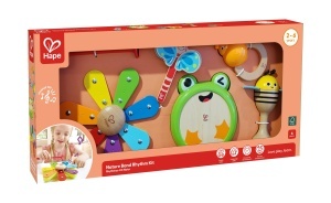 Set instrumente muzicale copii Hape Rhythmus-Kit Natur 5 piese design natural - Img 7