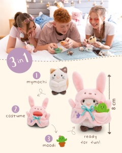 Set jucarie plus NICI MYMOCHI Angy 61141 - Pisica norocoasa cu costum roz si cactus 8 cm - Img 4