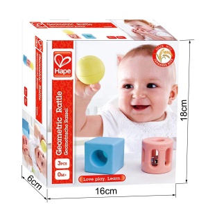 Set Jucarii Hape Geometric Rattle - Dezvoltare Senzoriala si Motorie pentru Bebelusi 0 Luni - Img 6