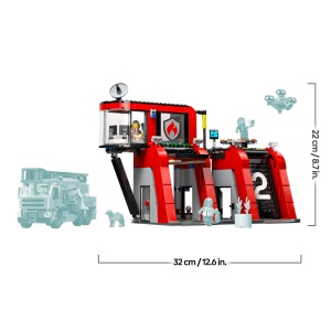 Set LEGO City Statia de Pompieri cu Vehicul cu Scala si Drone, 843 Piese - Img 3