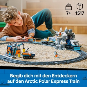 Set LEGO City Trains Arktis-Polarexpress 60470 - Ferngesteuert, 6 Minifiguri, 22 Gleissegmente - Img 2