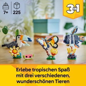 Set LEGO Creator 3-in-1 Animale Salbatice Tukan Tropical cu Floare - 225 piese - Img 2