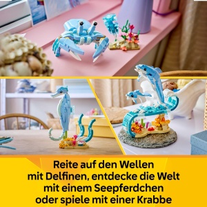 Set LEGO Creator 3-in-1 Meerestiere 31385 - Delfini, Seepferdchen, Krabbe - 542 piese - Img 3
