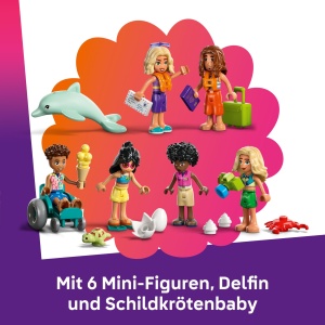 Set LEGO Friends - Vacanta in Resortul de Plaja - 6 Mini-Puppi, Delfin, Schildkroete, 1140 Piese - Img 5