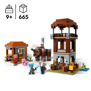 Set LEGO Minecraft - Verwuster la Postul de Plunderi - 665 piese, 4 Minifigurine - Img 2