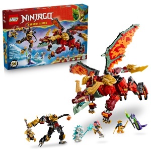 Set LEGO NINJAGO Wyldfyres Drachenmech 71868 - 2-in-1, 821 piese, 6 minifigurine