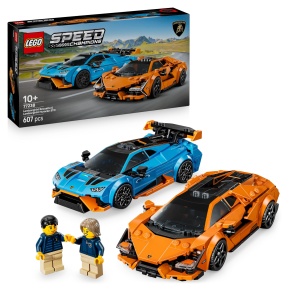 Set LEGO Speed Champions Lamborghini Revuelto si Huracan STO, 607 piese, 2 masini si 2 figurine