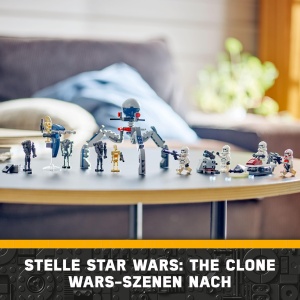 Set LEGO Star Wars 75372 - Pachet de Lupta Clone Trooper si Battle Droid cu 4 Minifigurine si Speeder Bike - Img 6