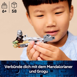 Set LEGO Star Wars Mandalorian si Grogu pe Speeder Bike - 58 piese, cadou pentru copii 6 - Img 2