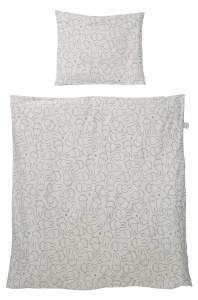 Set lenjerie pentru patut bebe roba Miffy 80x80 cm model iepuras gri