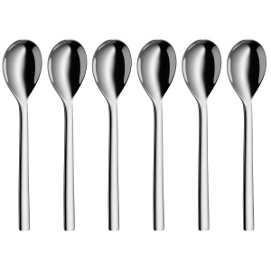 Set linguri de cana de cafea WMF Nuova 6 bucati, lingura de cafea mare 15,5 cm, otel inoxidabil Cromargan lustruit, poate fi spalat in masina de spalat vase,