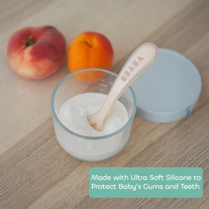 Set linguri silicon Beaba pentru bebelusi si copii 4 bucati gri si verde salvie ergonomic si igienic - Img 5