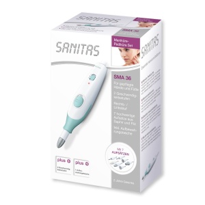 Set Manichiura Pedichiura Sanitas SMA 36, 7 Accesorii Saphir si Fetru, 4600 RPM, Geanta Inclusa