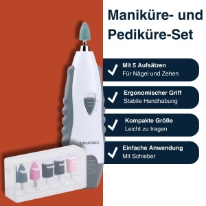 Set Manichiura si Pedichiura Grundig MP 6910 - 5-in-1, AlbGri, Cablu - Img 2