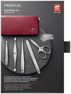 Set Manichiura ZWILLING 5 piese, Etui din piele rosie, Instrumente din otel inoxidabil - Img 6