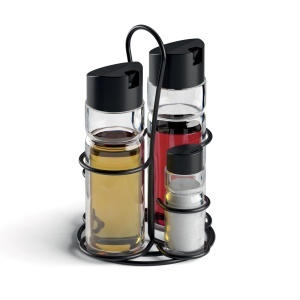 Set Menaj Metaltex 5 piese - Dispenser otet si ulei, condimente, suport metalic - Img 2