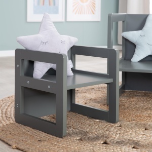 Set mobilier copii Roba 3in1 multifunctional lemn MDF culoare antracit - Img 6