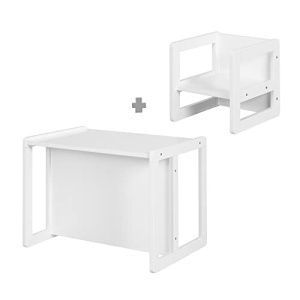 Set mobilier copii roba - banca si hocker 3 in 1, alb, din MDF - Img 17