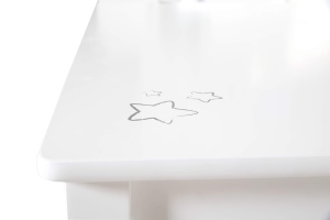 Set mobilier copii Roba Little Stars 2 scaune si 1 masa alb cu imprimeu stele MDF lacuit - Img 7