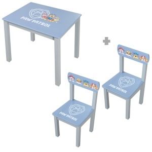 Set mobilier pentru copii Paw Patrol - 2 scaune masa, grialbastru, din lemn - Img 5