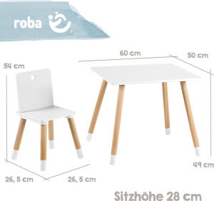 Set mobilier pentru copii roba - 2 scaune si masa - AlbNatur - Img 5