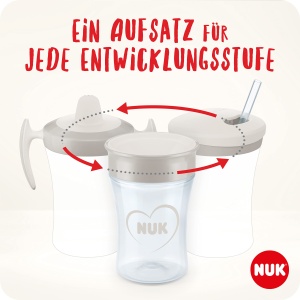 Set NUK 3-in-1 pentru a invata sa bei cu ceasca de antrenor 6 luni cupa magica 360deg pentru invatare 8 M si sticla de baut Action Cup pentru copii 12 - Img 2