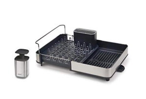 Set organizare chiuveta Joseph Joseph 2 piese suport vase extensibil si dozator sapun finisaj inox