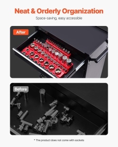 Set organizator de prize VEVOR, 3 piese, tavi de prize SAE de 1/4 inch, 3/8 inch si 1/2 inch, pentru pana la 68 de chei tubulare standard si adanci (cheile tubulare nu sunt incluse) - Img 4