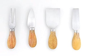Set pentru branzeturi Jocca suport din lemn 20 cm cu 4 cutite din inox - Img 4