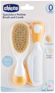 Set Perie si Kamm Chicco pentru Bebei, Cu Perii Naturale, Rutschfest