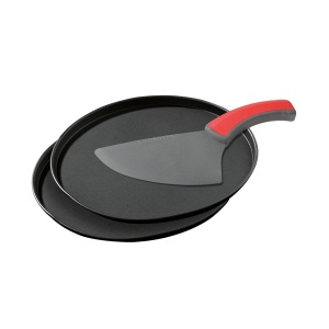 Set Pizzet Zenker 7513, 3 piese, 2 Pizzablechi antiaderente, 1 Schneidheber, Negru