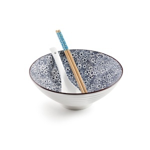 Set Ramen IBILI Sapporo - Bol Porcelain, 1.15L, Include Lingura si 2 Betisoare