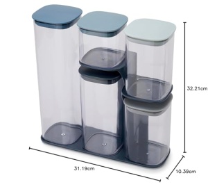 Set recipiente depozitare Joseph Joseph Podium 5 piese cu suport albastru - Img 6